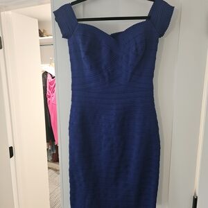 Reiss Cobalt Blue Structured Midi Dress